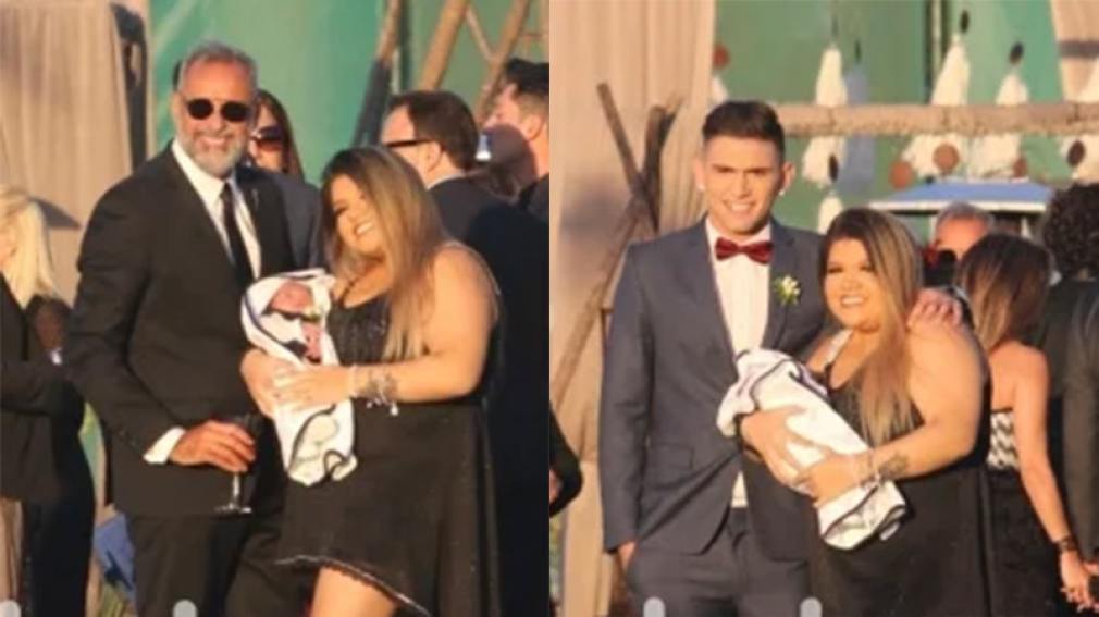 Morena dejó atrás el conflicto y junto a su bebé dijo presente en el casamiento de su padre
